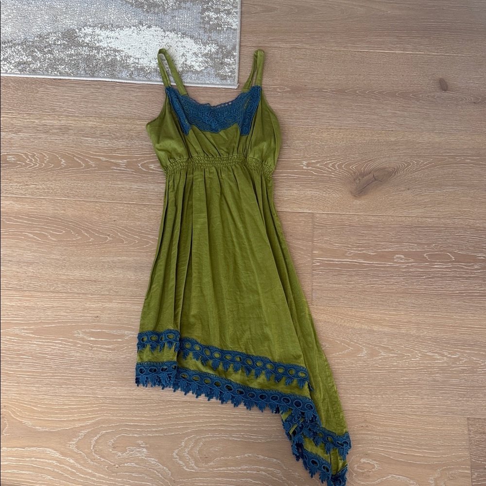 Matilda Jane Green Dress with Blue Accents